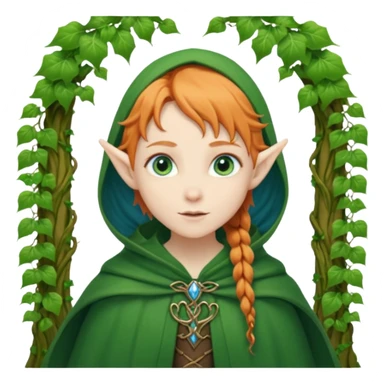 Hyper realistic green ivy forest elf mage fairy pale skin blue-eyes ginger hair sticker