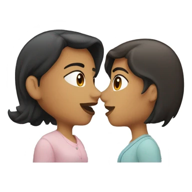 Two lesbians kissing on the lips. Both have long dark hair. Their skin color is white. sticker