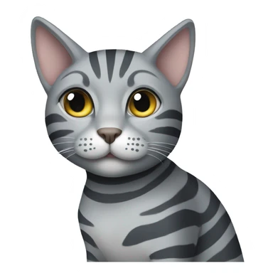 grey cat with dark grey stripes   sticker