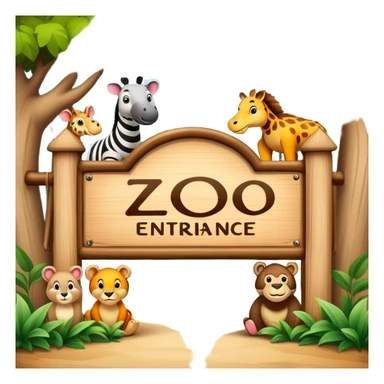a zoo entrance sign with animals peeking out sticker