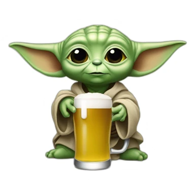 Bébé yoda avec une bière  sticker