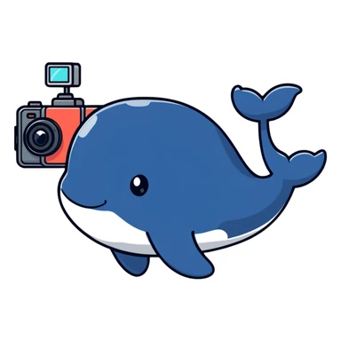 Whale holding a camera up taking a photo sticker