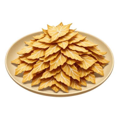 Katsuobushi bonito flakes, dried fermented fish shavings, thin curly strips, golden brown color, dancing flakes, Japanese style, food ingredient icon sticker