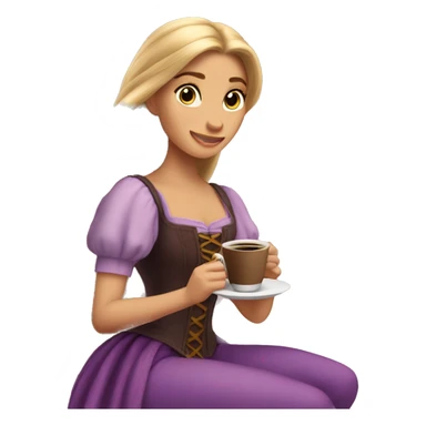 Rapunzel with coffee sticker