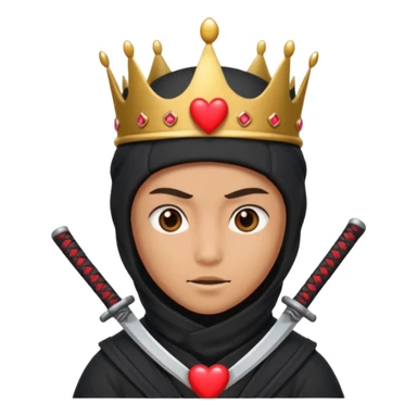 Ninja con ojos de corazón y una corana sticker
