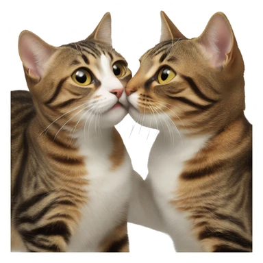 two brown tabby cat licking eachother  sticker