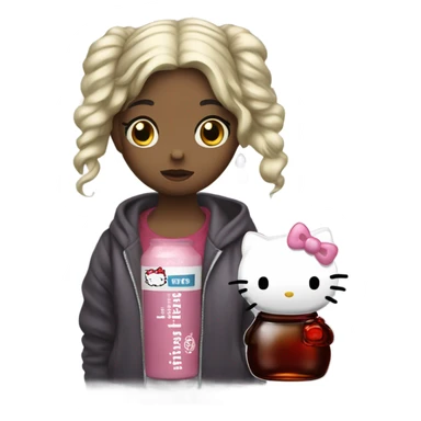 Hello kitty crying tears sad holding Hennessy bottle😭  sticker