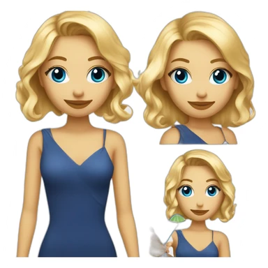 fille blonde bronzé avec les cheveux au carré et les yeux bleu avec un cocktail à la main sticker