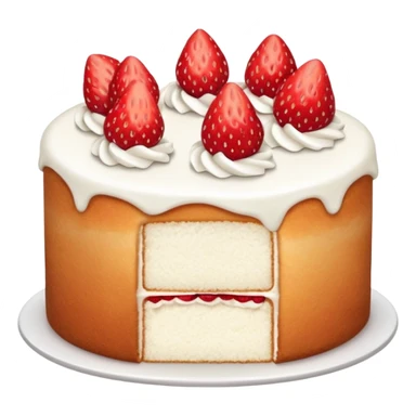 whole white cake with strawberry slices on top sticker