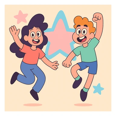 star shape in pastel pink and blue, calArts 2010s cartoon style sticker