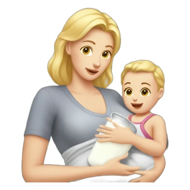 white mom giving milk to her baby sticker