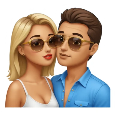 a good looking man and good looking woman are Kissing, outdoor sticker