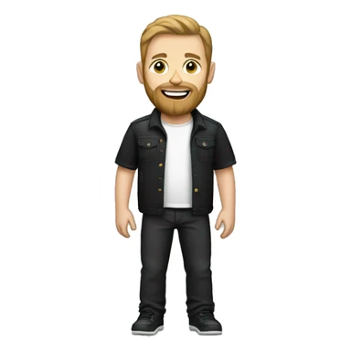 white man, beard, black t-shirt, black pants, holding camera sticker