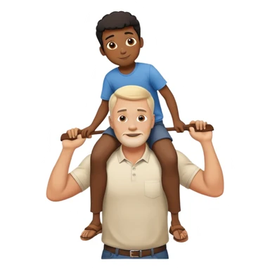 White dad giving black son a piggyback ride  sticker
