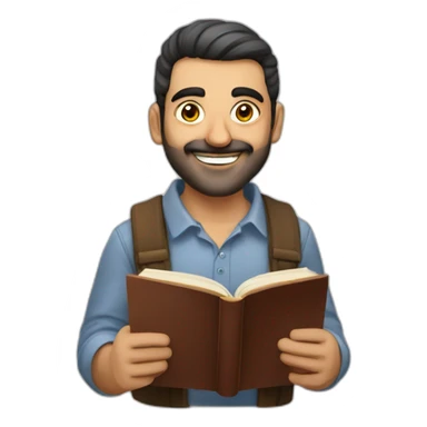 Armenian men reading book and looking at camera and smiling  sticker