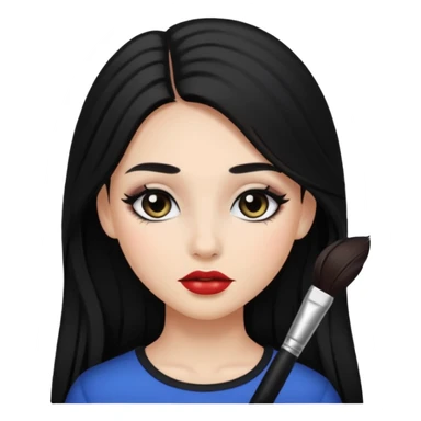 girl with black hair with long  hair Wearing makeup
 sticker