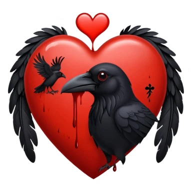 heart with gothic raven sticker