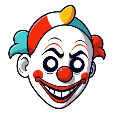 Annoyed face and clown crazy  sticker