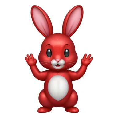 red glitter rabbit Happy  sticker