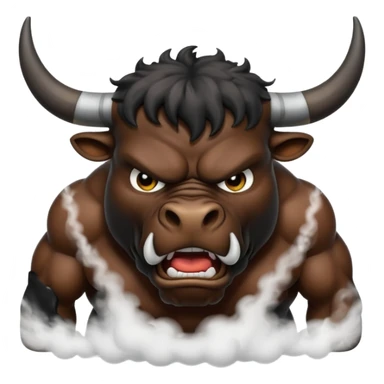 Emoji of an angry black powerful bull with steam coming out of its nose sticker