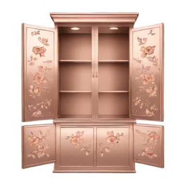 Realistic front facing rose gold hanging cabinets with flower pattern on them. sticker