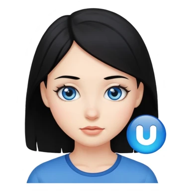 Chica de pelo negro y color de piel blanca con ojos azules sticker