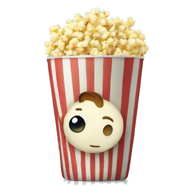 Popcorn in a striped cup with a TV sticker