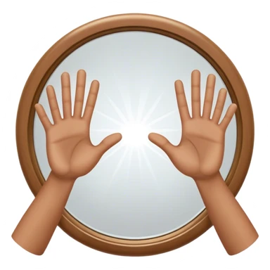 palms clapping another's hand in mirror
 sticker