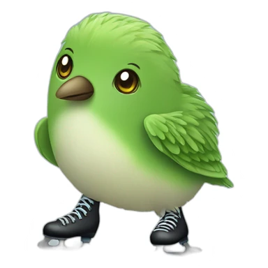 Kiwi bird on ice skates sticker