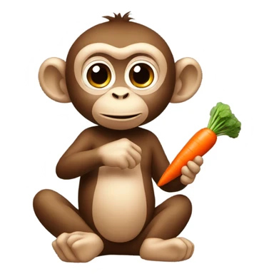 Monkey eating carrot sticker