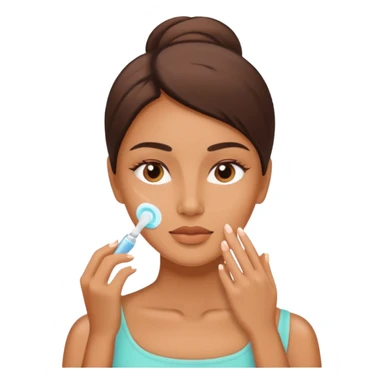 Perempuan lagi skincare (tapi yang lebih ketutup) fokus di muka sticker