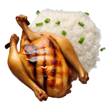 Grilled chicken on plate of rice sticker