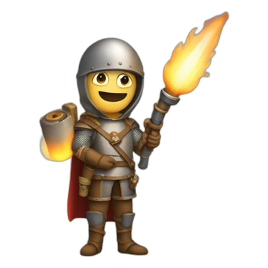 medieval Pyrotechnician holding a rocket in one hand and a torch in the other sticker