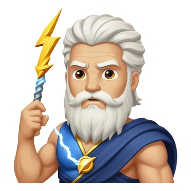 Zeus thunder god with lightning bolt and white beard sticker