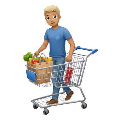 man-with-a-shopping-cart-full-body sticker