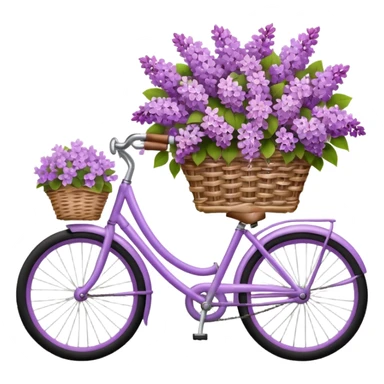 lilac bicycle with lilac flower basket sticker