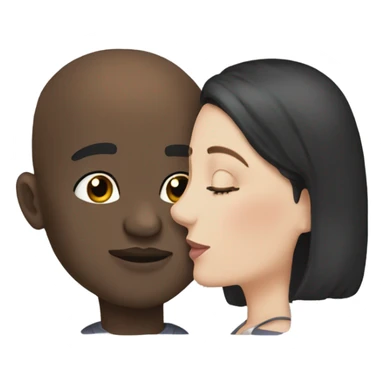 White girl dark hair kissing bald black man sticker