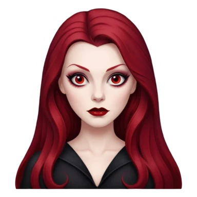 Vampira with long dark red hair sticker