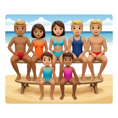 Boys and girls seating at beach sticker