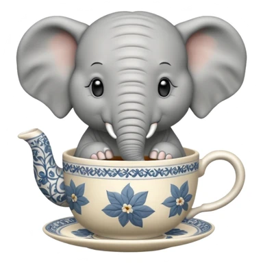 elephant with tea cup sticker