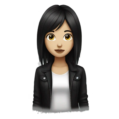 white emo female, black hair sticker