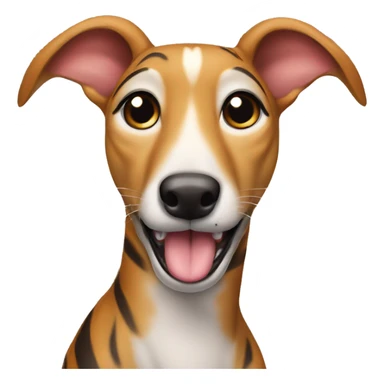 Fawn tiger greyhound wants to lick with tongue out sticker