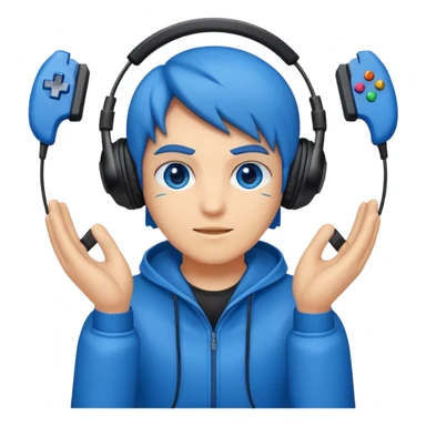 Créame un personaje de Blu strike tipo gamer con audífono y resolución HD sticker