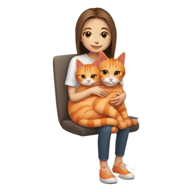 Multiple orange cats in cute girl’s lap sticker
