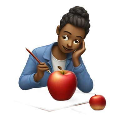 Artist drawing an apple sticker