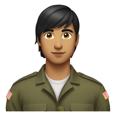 19 year old Latino soldier with black straight medium length hair  sticker
