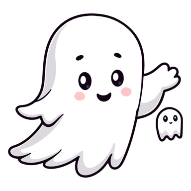 cute white ghost waving sticker