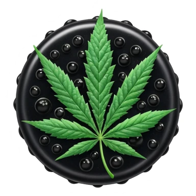 frozen caviar with cannabis leaf sticker