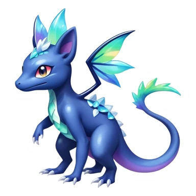 Rainbow crystalic Shiny pastel Salandit-Meowstic-Noibat-Fakémon-hybrid-creature (full body)  sticker