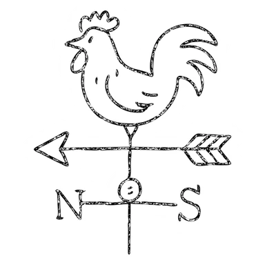 hand-drawn outlined weathervane with rooster sticker